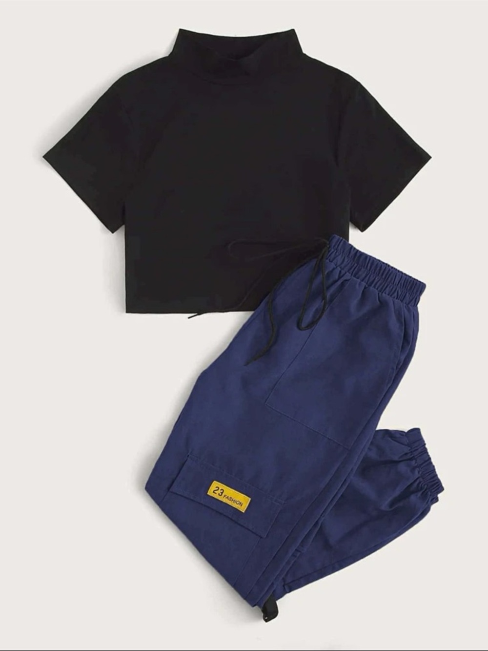Drawstring Cargo Joggers - Picture 3 of 4